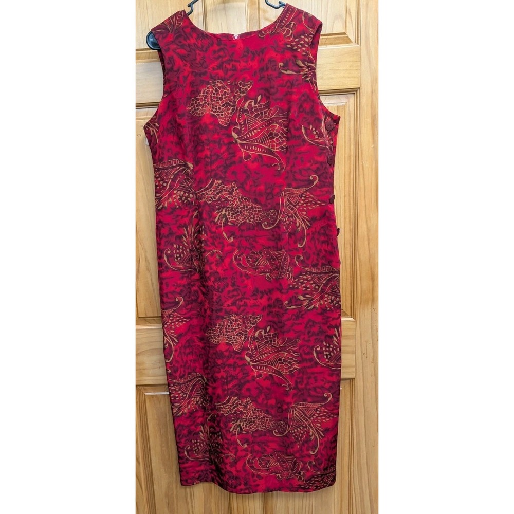 R & K Originals Size 16 Dress Maxi Sleeveless Large Red Buttons on Side Y2K